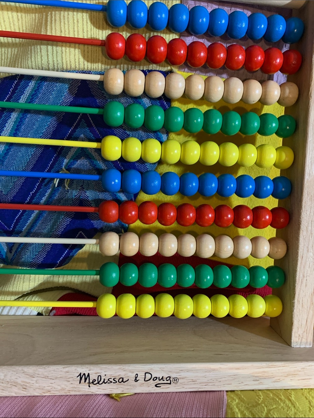 Melissa & Doug Wooden Abacus with Blue, Red, Natural, Green, Yellow Beads